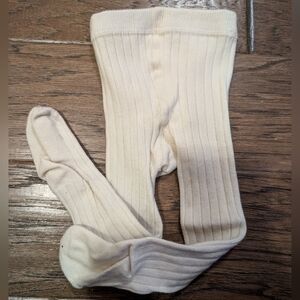 Quincy Mae Cream Ribbed Tights, size 6-12 mo